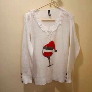 NORACORA Christmas White Wool Knitted sweater size L